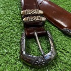 Vintage Brighton Belt Women s Sm Brown Leather 90s Silver Brass Buckle 27   -29   