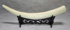 Vintage Chinese Carved Resin Faux Ivory Tusk Dragon 21  Statue Decor W  Stand