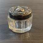Vintage Small Sterling Silver Lid Cut Glass Vanity Powder Jar  code 5rmx 