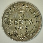 1912 Newfoundland Silver Five Cents Coin Xf Canadian 5c Crowned Bust Extra Fine