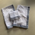 Set Of 3 American Pillowcase Pillow Shams 2 King 1 Euro Cotton White Gray Blue