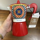 Brandani Italian Red Coffee Maker Moka Pot Stovetop Aluminum 6 Cup New