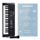 37 Keys Kids Piano With Microphone  Music Keyboard  Black