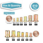 Sae   Metric Rivet Nut Assortment Kit 810 Pcs zinc Plated Rivnut
