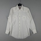 Vintage H Bar C Shirt Mens 16 34 White Pearl Snap Western Cowboy Long Tail 1970s