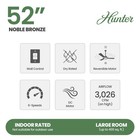 Hunter Fan 52inch In Noble Bronze Indoor Ceiling Fan With 3 Blades And No Light