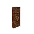 Chinese Vintage Wood Red Golden Relief Carving Wall Hanging Art Plaque Ws4179