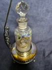 Victorian Hand Painted Glass Silver Quadruple Plate Perfume Bottle By  Aurora Co