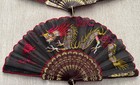 2 Vintage Asian Hand Fan Embroidered