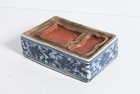 6  Ink Box Antique 19th C  Chinese Hollow Porcelain Underglaze Blue Decoration 