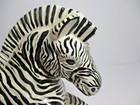 Vintage 10 5  Unmarked Ceramic Hand Painted Reclining Sitting Zebra Figurine