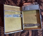 Vintage Cigarette Case   Lighter Combo Engraved  marie  Gold Interior