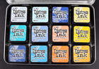 Tim Holtz Mini 1  X 1  Distress Ink   Tin Holder Case 12 Pack Orange Yellow Blue