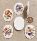 6 Vintage Flower Floral Textured Sand   Sugar Frosted 40x30mm Acrylic Cameos 122