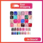 576pcs Long Press On Nails Coffin Fake Nails Solid Color False Nails Full Cover