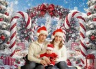 Merry Christmas Candy Cane Backdrop For Photography Winter Snow Scenery Chris   
