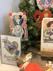 2809    vtg Antique Holiday Greeting Card Ephemera Lot- 1930s Valentine 23pc Craft