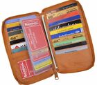Credit Card Holder Tall Wallet Zipper New Tan  Leather Rare Great Gift  