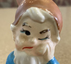 Vtg 3 5  Ceramic Sitting Dwarf Gnome Figurine Winking Brown Blue Made In Japan