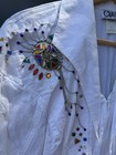 Vtg 80s Option White Short Dress Shirt Bejeweled Rhinestone Western Glam Country