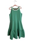 Janie And Jack Girls Kelly Green Ponte Dress Size 10 White Eyelet Collar