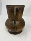Antique Hand Hammered Copper Pitcher Curved Handle Patina 6   