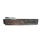 Vintage Anson Tie Bar Clip Silvertone Brushed Pattern Rhinestone