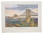 Vintage Lithograph Print Brooklyn Bridge  New York City  View From Brooklyn Side