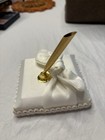 Elegant Wedding Guest Book Pen Set Satin Base White Bow