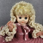 Vintage Handmade White   Burgundy Crochet Bed Sleepy Doll Pillow 20 