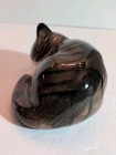 Vtg Hand Painted Ceramic Sleeping Tabby Cat  2 5  T  6  L 4 25  W See Last Pic