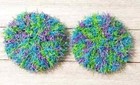 Crochet Handmade Kitchen Reusable Dish Scrubbies Sponge 3 Inch Blue Purple 2pc