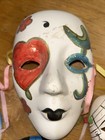 Vintage Ceramic Painted Mardi Gras Mask Wall Decor Lot Of 8 Glitter