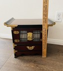 Oriental Style Black And Brown Storage Cabinet With Gold Hardware From Korea