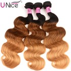 Unice Hair Ombre Brown 3 Bundles Malaysian Body Wave Human Hair Extensions Weave