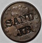 1834 Classic Head Half Cent - Counterstamped - Us 1 2c Copper Coin
