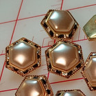 5 Fine Vintage Czech Shank Button Hexagon Pearl Tiny Rhinestones Clear Blue 3 4 