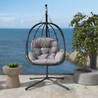 Hanging Egg Swing Chair W  Stand Hammock Patio Rattan Chair Cushion Outdoor