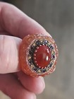 Antique Chinese Carved Carnelian Ring Extremely Rare