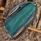 Leather Leaf Engraved Pancake Fixed Blade Knife Sheath Folding Pocket Knife