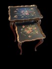 Hand Painted Floral Wood Gold Gilded Nesting Tables Florentine Italy Lovely 