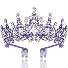 Tobatoba Purple Crown Rhinestone Tiaras   Crowns For Women  Wedding Bride Queen