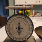 Antique Pelouze Family Scale Y-10 Mechanical Manual Metal Kitchen Scale W  Bowl