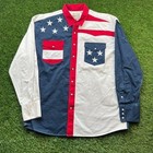 Roper Mens American Flag Western Cowboy Rancher Pearl Snap Shirt Xl Red White