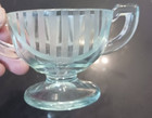 Mcm Vintage Blue Glass Art Deco Creamer And Sugar Set 3 