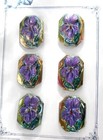 6 Czech Vaseline Glass Buttons On Card  p428 - 23 Mm Or 7 8  - Violets