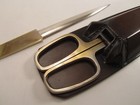 Vintage Matina Scissor   Letter Opener Desk Set Leather Case Office Italy