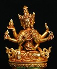 3 7  in Old Tibet Bronze Gilt 3 Head 8 Arms Namgyalma Ushnishavijaya Statue