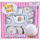 13-piece Mini Porcelain Tea Set For Kids     Pink Rose Floral Design  Pretend Play