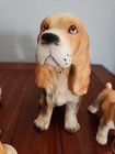 Vtg Set 3 Porcelain Mom Cocker Spaniel Dog   Puppies Chain Japan Erich Stauffer